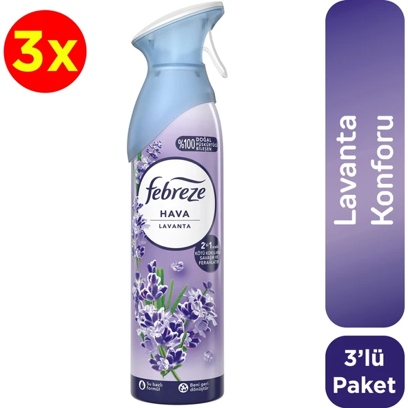 Febreze Hava Ferahlatıcı Sprey Oda Kokusu Lavanta 185 ml X 3 Adet ürün görseli 1