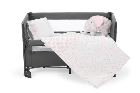 Sema Baby 6 Parça Lüks Park Yatak Bebek Uyku Seti - Pembe Fil ürün görseli 1