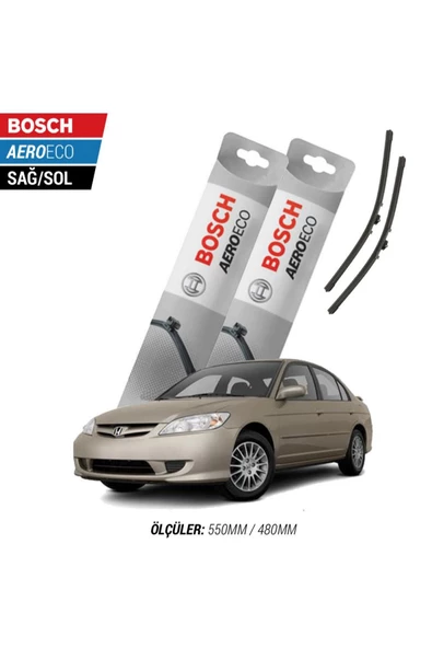Honda Civic Sedan 2001 Model Bosch Aeroeco Muz Silecek Takımı ürün görseli 1