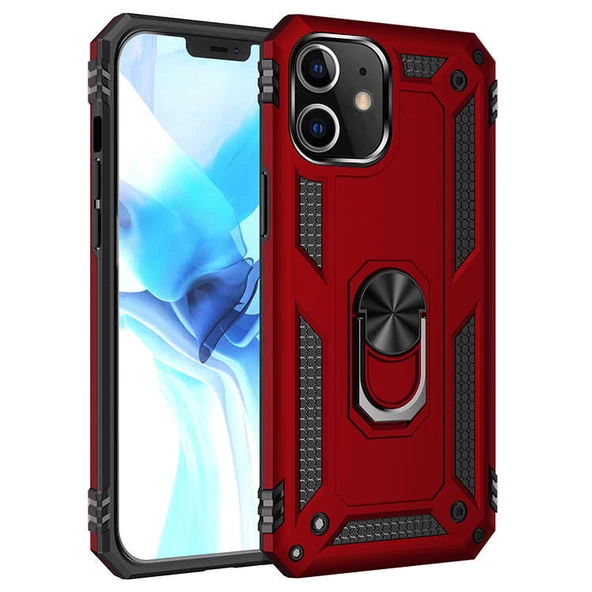iPhone 12 Mini Kılıf Panzer Ring Tam Koruma Arka Kapak - Resim 5