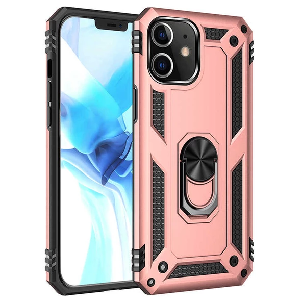 iPhone 12 Mini Kılıf Panzer Ring Tam Koruma Arka Kapak - Resim 8