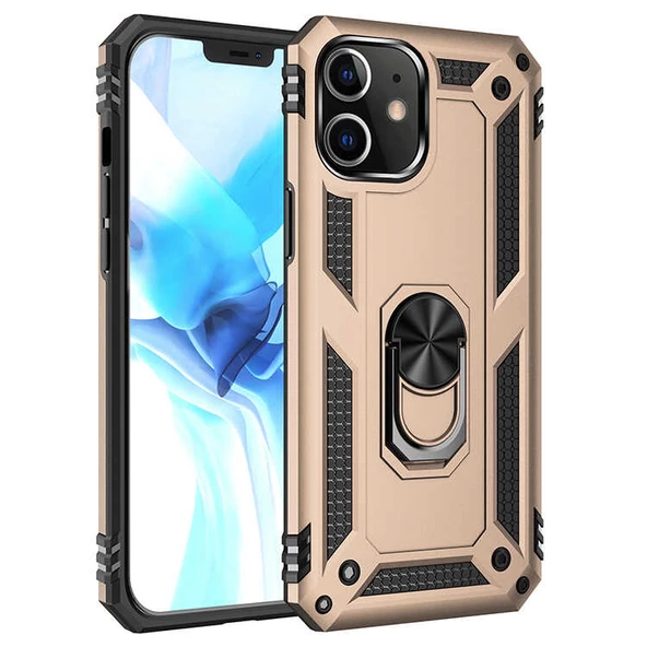 iPhone 12 Mini Kılıf Panzer Ring Tam Koruma Arka Kapak - Resim 7