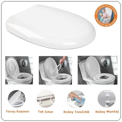NKP YAVAŞ KAPANIR ÜNİVERSAL ÇOCUK+YETİŞKİN KLOZET KAPAĞI ürün görseli 1
