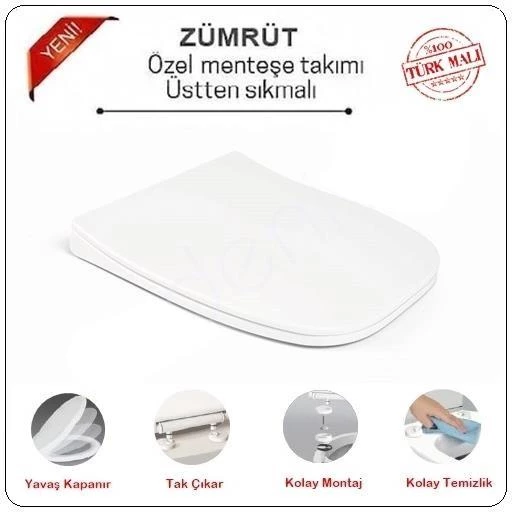 NKP SLİM KARE YAVAŞ KAPANIR KLOZET KAPAĞI ZÜMRÜT ürün görseli 1