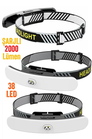 Pro USB Şarjlı Kafa Lambası 2000 Lümen 38 LED Geniş Açı Kamp Lambası Avcı Balıkçı Kafa Feneri 5401 ürün görseli 1