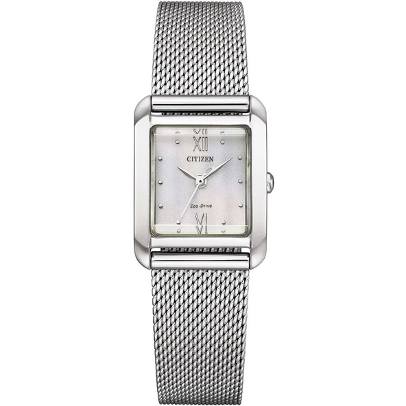Citizen EW5590-62A Dikdrötgen Kasa Hasır Kordonlu Metalik Renk Kadın Kol Saati ürün görseli 1