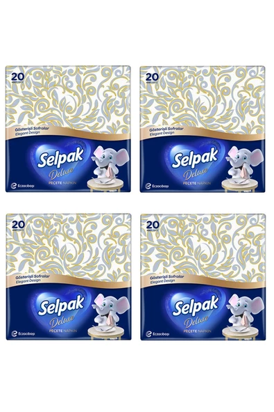SELPAK 4 X Adet Kiraz Çiçeği 20'li Deluxe Peçete - Gösterişli Sofralar Serisi ürün görseli 1