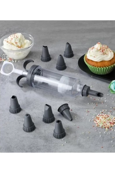 HÜNKAR 8 Desenli Çok Kullanışlı Star Mini Krema Pompası Fırın ve Kek Kalıbı ürün görseli 1
