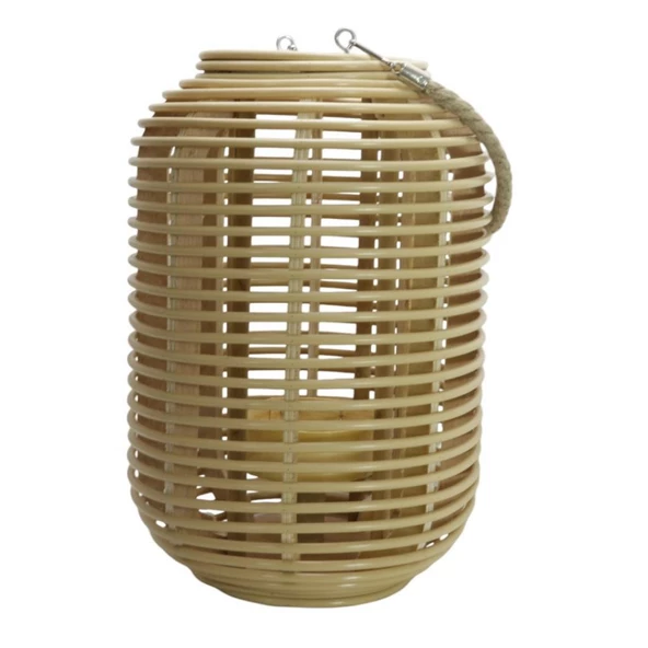 T.Concept Dekoratif Halatlı Rattan Cam Hazneli Mumluk Küçük ürün görseli 1