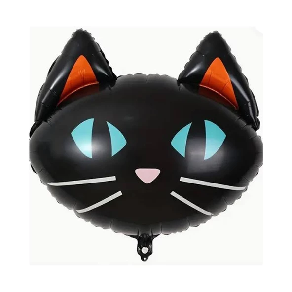 Siyah Kedi Kafa Folyo Balon 65x62 cm ürün görseli 1