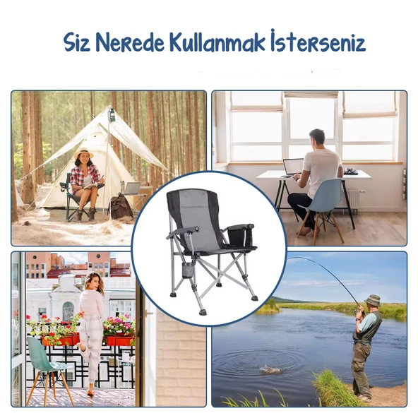 Efsane Kamp - Profesyonel Fold&Go Katlanır Kamp Sandalyesi – Gri - Resim 8
