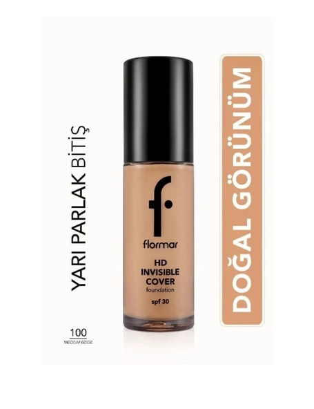 Flormar Invisible Cover HD Foundation 100 Medium Beige ürün görseli 1