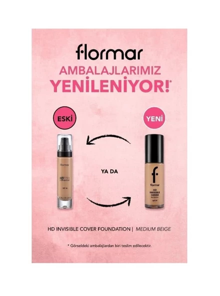 Flormar Invisible Cover HD Foundation 100 Medium Beige - Resim 3