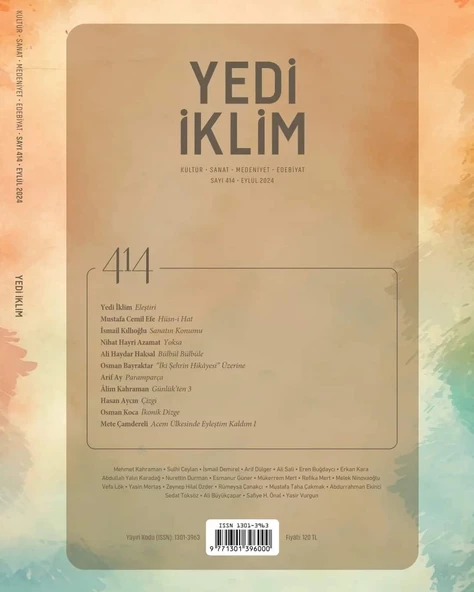 Yedi İklim Dergi 414.Sayı Eylül 2024 ürün görseli 1