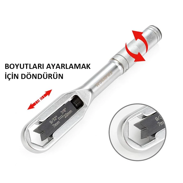 WORKPRO WP272015 7/22mm CR-V Üniversal Ayarlanabilir Anahtar - Resim 4
