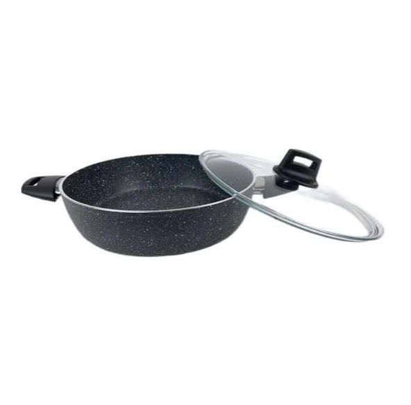 Eda ZK-024 Zetra 28 cm Granit Basık Tencere Gri ürün görseli 1
