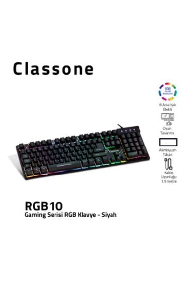 Classone RGB10 RGB Kablolu Oyuncu Klavyesi - Resim 4