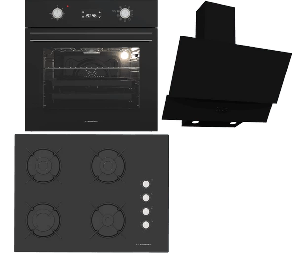 Termikel Ankastre Set (BO O6555C DB + BH P7144C B + CH C6532C BB) ürün görseli 1