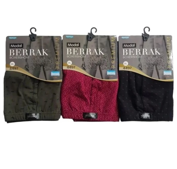 BERRAK 4497 ERKEK MODAL DESENLİ BOXER 3 ADET  ÇOK RENKLİ 3XL ürün görseli 1