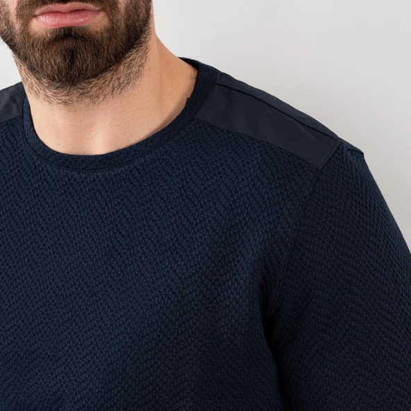 Likralı Erkek Lacivert Sweatshirt - Resim 6