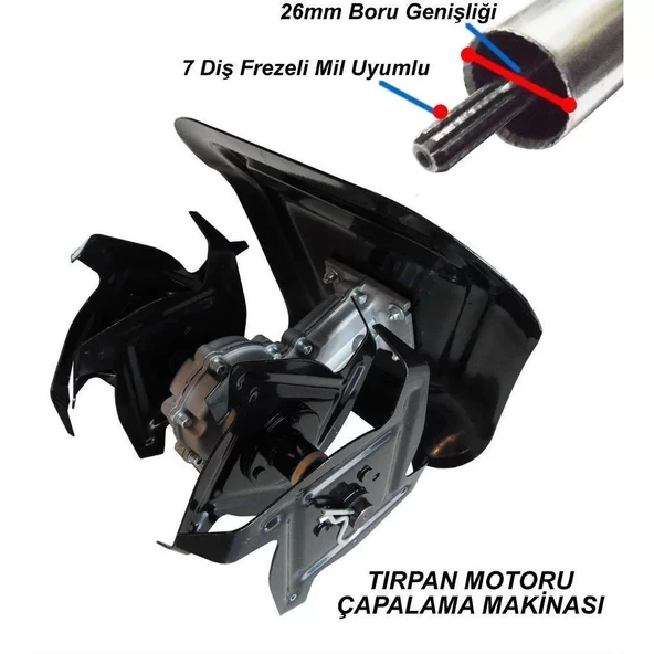 Veta Motorlu Tırpan Ucu Uyumlu Çapa Aparatı 26MM 7T ürün görseli 1