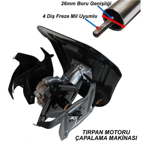 Veta Motorlu Tırpan Ucu Uyumlu Çapa Aparatı 26 mm Kare ürün görseli 1