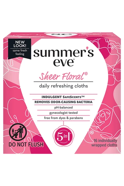 Summers Eve Sheer Floral Özel Bölge Temizlik Mendili 16 Adet ürün görseli 1