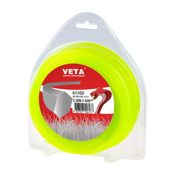 Veta Trimmer Line 3.3 mm 45 Metre Sarı 6 Köşe Misina ürün görseli 1