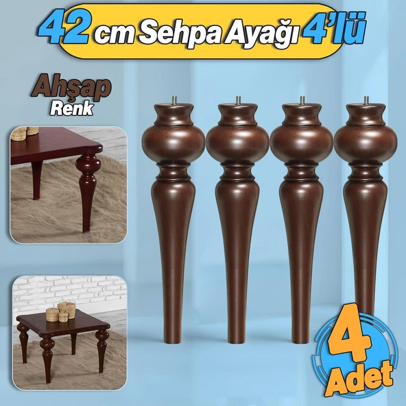 Damla Plastik 4 Adet Sehpa Ayağı 42 cm Kahverengi Orta Sehpası Ayak Zigon Sehpa Mobilya Ayakları ürün görseli 1