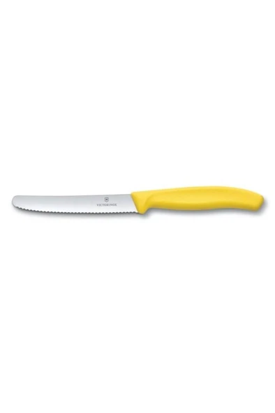 Victorinox 6.7836.L118 11cm Sarı Tırtıklı Domates ve Sosis Sofra Bıçağı (7611160032355) ürün görseli 1