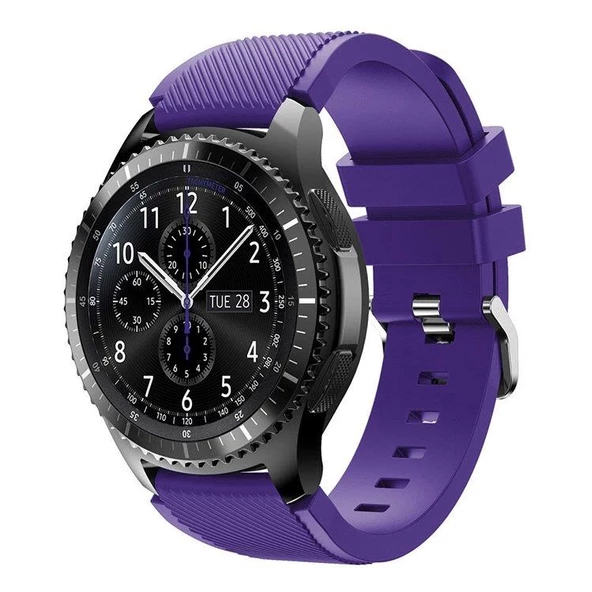 22MM Gear S3 Watch 4 -GT2 GT2E 46MM Kayış,Kordon Silikon Kayış Kordon Mor ürün görseli 1