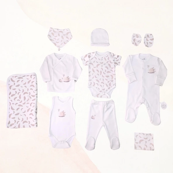 10 lu Baby Swan %100 Pamuk Yenidoğan Hastane Çıkışı ürün görseli 1