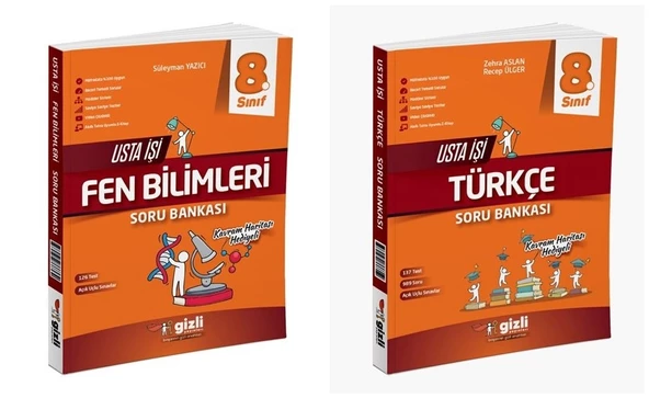 Gizli 2025 8. Sınıf Lgs Fen Bilimleri + Türkçe Usta İşi Soru + Kavram Haritası Seti 2 Kitap ürün görseli 1