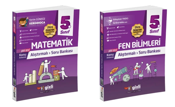 Gizli 2025 5. Sınıf Matematik + Fen Bilimleri Alıştırmalı Soru Bankası Seti 2 Kitap ürün görseli 1