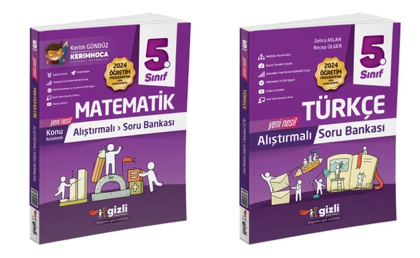 Gizli 2025 5. Sınıf Matematik + Türkçe Alıştırmalı Soru Bankası Seti 2 Kitap ürün görseli 1
