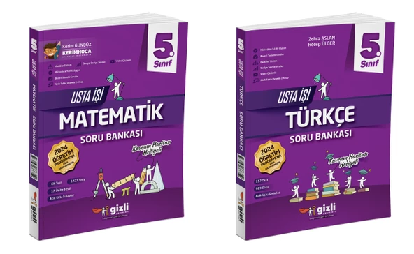 Gizli 2025 5. Sınıf Matematik + Türkçe Usta İşi Soru + Kavram Haritası Seti 2 Kitap ürün görseli 1