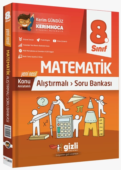 Gizli Yayınları 2025 8. Sınıf Matematik Alıştırmalı Soru Bankası ürün görseli 1