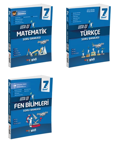 Gizli 2025 7. Sınıf Matematik + Türkçe + Fen Usta İşi Soru + Kavram Haritası Seti 3 Kitap ürün görseli 1