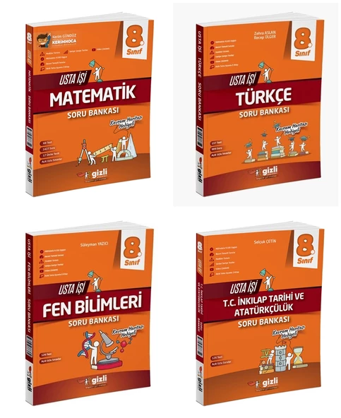 Gizli 2025 8. Sınıf Lgs Matematik + Türkçe + Fen + İnkılap Usta İşi Soru + Kavram Haritası Seti 4 Kitap ürün görseli 1