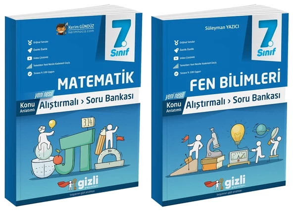 Gizli 2025 7. Sınıf Matematik + Fen Bilimleri Alıştırmalı Soru Bankası Seti 2 Kitap ürün görseli 1