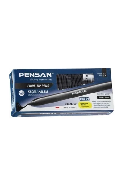 Pensan    Keçeli Boya Kalemi Ofis Tipi Siyah 3003 - 10'lu Paket ürün görseli 1