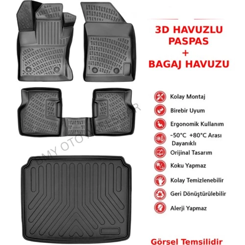 Rizline Seat Cordoba 2002-2008 3D Araca Özel Paspas ve Bagaj Havuzu Bmy ürün görseli 1