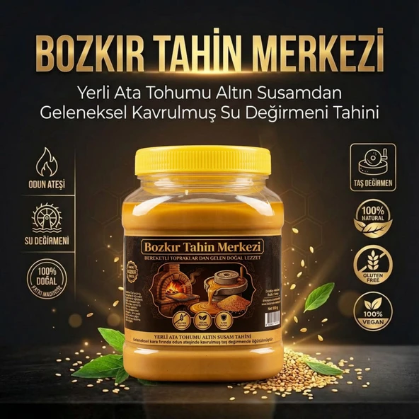 Bozkır Tahin Merkezi Ata Tohumu Altın Susam Taş Değirmen Tahini Kavrulmuş 930 gr (vegan&doğal) ürün görseli 1