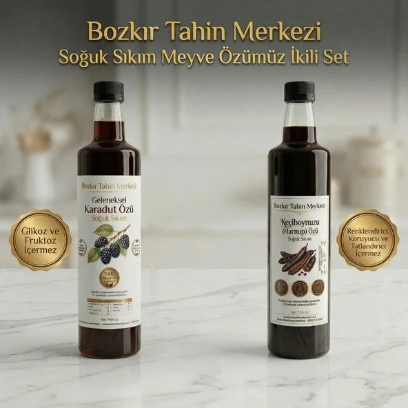 Bozkır Tahin Merkezi Karadut Özü 700 gr & Keçiboynuz Özü Net: 700 gr (soğuk sıkım&katkısız) ürün görseli 1
