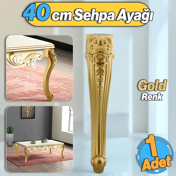 Nehir Plastik Sehpa Ayağı 40 cm Gold Renk Orta Ayak Zigon Sehpa Mobilya Masa Ayakları Altın 1 Adet ürün görseli 1