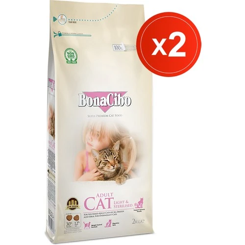 Bonacibo Adult Cat Light-Sterilised 2 kg x 2 Li - Kısırlaştırılmış Kediler Için Yetişkin Kedi Maması ürün görseli 1