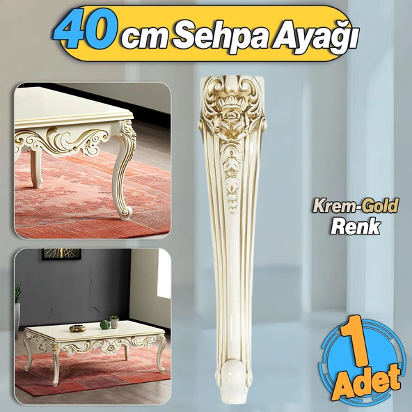 Nehir Plastik Sehpa Ayağı 40 cm Krem Altın Orta Ayak Zigon Sehpa Mobilya Masa Ayakları Gold 1 Adet ürün görseli 1