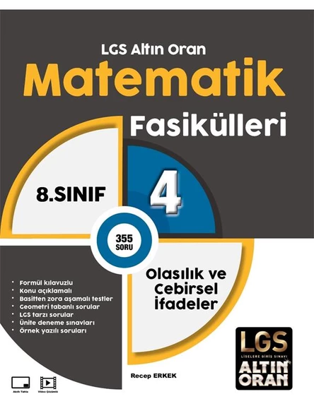 ALTIN ORAN 8.SINIF MATEMATİK 4.FASİKÜL OLASILIK VE CEBİRSEL İFADELER *YENİ* ürün görseli 1