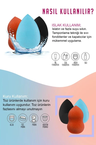 Orange Makyaj Süngeri 4 Lü Set - Resim 2