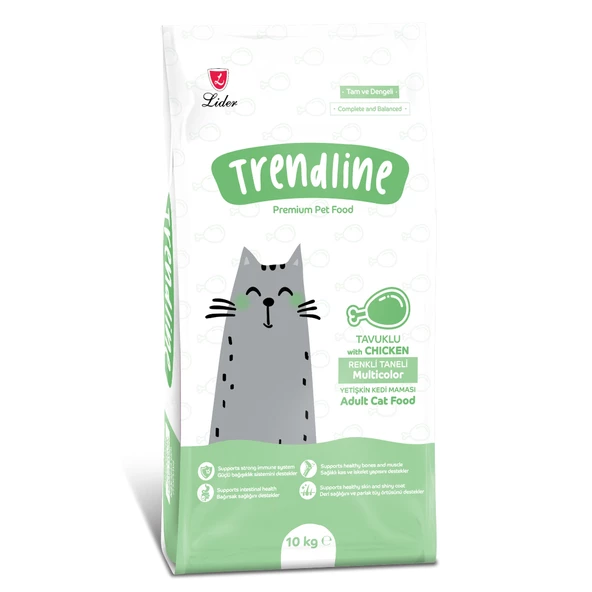 Trendline Renkli Taneli Tavuklu Yetişkin Kedi Maması 10 kg ürün görseli 1
